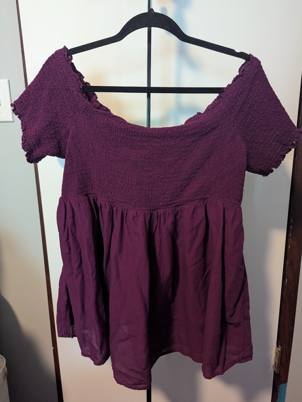 torrid Plum Smocked Off-Shoulder Peplum Tunic